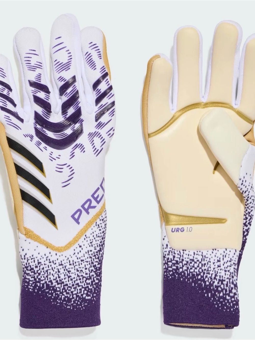 Adidas Predator Pro Hybrid Goalkeeper Gloves White Purple Gold JZ5787  Size 6